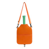 SA02 Orange Neoprene Pickleball Paddle Cover (racket not included)  - Protective Crossbody Bag with Adjustable Shoulder Strap and Fence Hook - Universal Lightweight Paddle Case for All Skill Levels - Side View