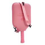 SA03 Pink Neoprene Pickleball Paddle Cover (racket not included)  - Protective Crossbody Bag with Adjustable Shoulder Strap and Fence Hook - Universal Lightweight Paddle Case for All Skill Levels - Front View
