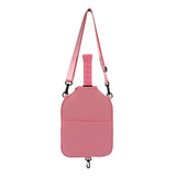 SA03 Pink Neoprene Pickleball Paddle Cover (racket not included)  - Protective Crossbody Bag with Adjustable Shoulder Strap and Fence Hook - Universal Lightweight Paddle Case for All Skill Levels - Side View