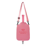 SA03 Pink Neoprene Pickleball Paddle Cover (racket not included)  - Protective Crossbody Bag with Adjustable Shoulder Strap and Fence Hook - Universal Lightweight Paddle Case for All Skill Levels - Top-Down View
