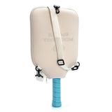 SA04 Beige Neoprene Pickleball Paddle Cover (racket not included)  - Protective Crossbody Bag with Adjustable Shoulder Strap and Fence Hook - Universal Lightweight Paddle Case for All Skill Levels - Front View