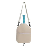 SA04 Beige Neoprene Pickleball Paddle Cover (racket not included)  - Protective Crossbody Bag with Adjustable Shoulder Strap and Fence Hook - Universal Lightweight Paddle Case for All Skill Levels - Side View