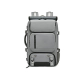 Grey Large Capacity 16-Inch Laptop Travel Backpack - Anti-Theft Professional Business Bag with Spring Buckle - Durable Oxford Cloth Outdoor Rucksack for Men and Women