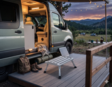 Heavy Duty Aluminum Folding Step Stool - Portable RV Platform and Work Bench with Non-Slip Surface - Collapsible Multi-Purpose Step for Camping, Home, and Outdoor Use - Front View