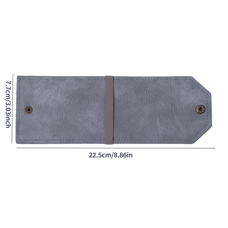 3PCS Grey Slim PU Leather Cash Holder and Bill Organizer - Professional Long Wallet with Dual Snap Buttons and Elastic Band for Business, Travel, and Personal Finance