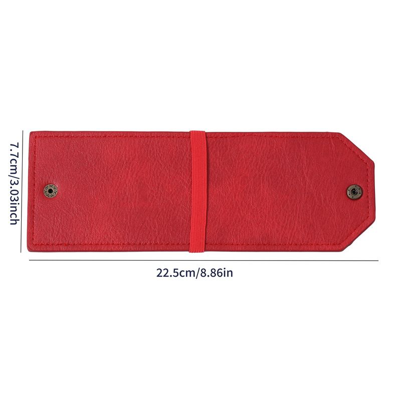 3PCS Red Slim PU Leather Cash Holder and Bill Organizer - Professional Long Wallet with Dual Snap Buttons and Elastic Band for Business, Travel, and Personal Finance