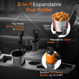 3 PCS Black 2-in-1 Universal Car Cup Holder Expander - 360 Degree Rotating Multifunctional Beverage Rack, Adjustable Upper Base Storage Organizer for Water Bottles, Coffee Mugs and Fast Food Cups - Side View