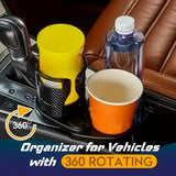 3 PCS Black 2-in-1 Universal Car Cup Holder Expander - 360 Degree Rotating Multifunctional Beverage Rack, Adjustable Upper Base Storage Organizer for Water Bottles, Coffee Mugs and Fast Food Cups