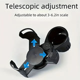 3 PCS Black 2-in-1 Universal Car Cup Holder Expander - 360 Degree Rotating Multifunctional Beverage Rack, Adjustable Upper Base Storage Organizer for Water Bottles, Coffee Mugs and Fast Food Cups - Rear View