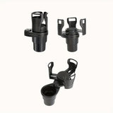 3 PCS Black 2-in-1 Universal Car Cup Holder Expander - 360 Degree Rotating Multifunctional Beverage Rack, Adjustable Upper Base Storage Organizer for Water Bottles, Coffee Mugs and Fast Food Cups - Extra Image