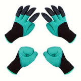 10 Pairs Professional Gardening Gloves with Integrated Digging Claws - Thorn-Proof  and Waterproof Landscape Gloves for Planting, Seeding, and Yard Work - One Size Fits All - Front View