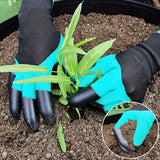 10 Pairs Professional Gardening Gloves with Integrated Digging Claws - Thorn-Proof  and Waterproof Landscape Gloves for Planting, Seeding, and Yard Work - One Size Fits All - Top-Down View