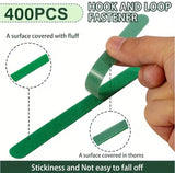 400 pcs Reusable Hook and Loop Cable Ties - 6-Inch T-Type Nylon Fastening Straps for Office Cable Management and Garden Plant Support, Interconnectable Design, Green - Front View