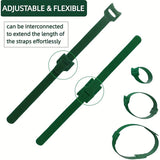 400 pcs Reusable Hook and Loop Cable Ties - 6-Inch T-Type Nylon Fastening Straps for Office Cable Management and Garden Plant Support, Interconnectable Design, Green - Side View