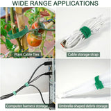 400 pcs Reusable Hook and Loop Cable Ties - 6-Inch T-Type Nylon Fastening Straps for Office Cable Management and Garden Plant Support, Interconnectable Design, Green - Close-Up Angle