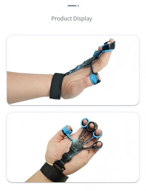 10 pcs Black Finger Exerciser and Hand Strengthener - Adjustable Silicone Grip Strength Trainer for Physical Therapy, Athletes and Musicians - 13LB to 21LB Resistance Levels