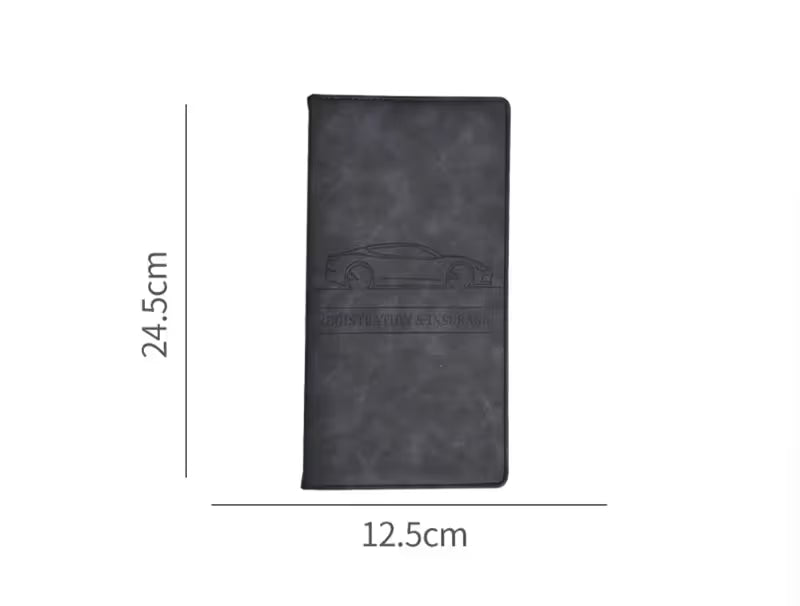 3 Pcs Premium PU Leather Car Registration and Insurance Holder - Slim Auto Document Organizer, Driver's License Wallet and Travel Passport Folder - Gray