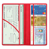 3 Pcs Premium PU Leather Car Registration and Insurance Holder - Slim Auto Document Organizer, Driver's License Wallet and Travel Passport Folder - Pink - Front View