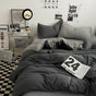 Grey 1.5m Bed Fitted Sheet Set with 200x230cm Duvet Cover - 4-Piece Bedding Set