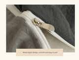 Orange-green 1.5m Bed Fitted Sheet Set with 200x230cm Duvet Cover - 4-Piece Bedding Set - Front View