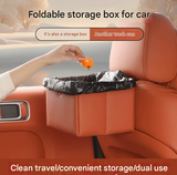 Black Foldable Car Trash Bin and Storage Box - 23x17x15cm, Space-Saving, Convenient Design - Front View