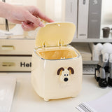 Light Green Desktop Trash Bin with Lid - Press-Down Design, Portable for Car and Home Use - Side View