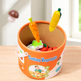 Kids Wooden Vegetable Cutting Toy Set - 18x15cm, Includes Knife, Fish, Carrot, Tomato & More - Front View