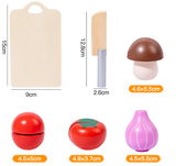 Kids Wooden Vegetable Cutting Toy Set - 18x15cm, Includes Knife, Fish, Carrot, Tomato & More - 45-Degree Angle
