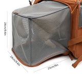 Brown Pet Carrier Backpack - Comfortable and Stylish for Cats and Small Dogs - Top-Down View