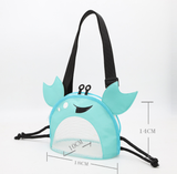 3 PCS Pink Cute Crab Mesh Beach Bag for Kids - Shell Collecting Sand Toy Bag for Toddlers - Top-Down View