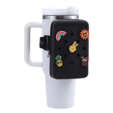 2 PCS White Customizable Tumbler Pouch - Silicone Water Bottle Accessory Bag with Charm Holes - Phone & Essentials Holder - Front View