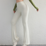 L White High Waist Flare Yoga Pants - Women's Bootcut Leggings - Peach Lift, Quick Dry, Workout & Fitness Pants