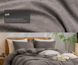 Blue 1.8m (Duvet Cover 180*220cm) Luxurious Soft Brushed Microfiber 4-Piece Bedding Set - Pure Color Double Bed Duvet Cover with Fitted Sheet - Front View