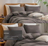 Blue 1.8m (Duvet Cover 180*220cm) Luxurious Soft Brushed Microfiber 4-Piece Bedding Set - Pure Color Double Bed Duvet Cover with Fitted Sheet - Side View