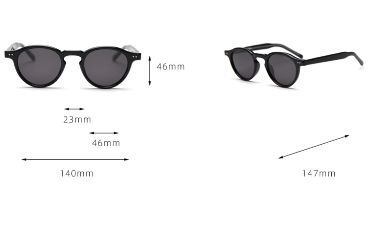 TraFrosted Yellow Tortoiseshell Feet Retro Round Polarized Sunglasses - Black Frame - Fashion UV Protection