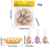 Butterfly Five Sets Of Six Each Easter Egg Hanging Ornament Set with Creative Woven Basket - Festive Decor for Home Scenes