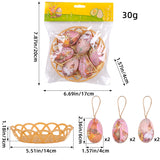 Two Rabbits Five Sets Of Six Each Easter Egg Hanging Ornament Set with Creative Woven Basket - Festive Decor for Home Scenes