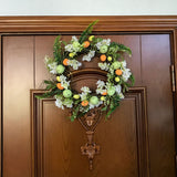 Elegant 45cm Easter Wreath - Vibrant Egg and Floral Design for Festive Door Decor - Front View