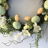 Elegant 45cm Easter Wreath - Vibrant Egg and Floral Design for Festive Door Decor - Side View