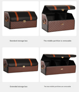 Extra Large Tumbled Leather Red Foldable Car Trunk Storage Box - Large Capacity Insertable Rear Organizer