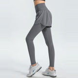 XXXL Grey Women's High-Waist Athletic Skort with Built-In Shorts - Breathable Quick-Dry Running Skirt with Phone Pocket