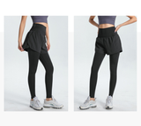XXXXL Grey Women's High-Waist Athletic Skort with Built-In Shorts - Breathable Quick-Dry Running Skirt with Phone Pocket - Top-Down View