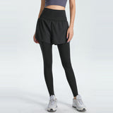XXXL Black Women's High-Waist Athletic Skort with Built-In Shorts - Breathable Quick-Dry Running Skirt with Phone Pocket