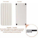 Engraved Inner Frame - White 2-Piece Rectangular Diatomaceous Earth Coaster Set - Absorbent Grooved Mat for Sink and Bathroom