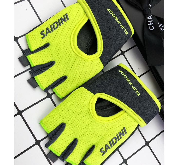 S Chartreuse 2-PCS Women's Half-Finger Fitness Gloves - Anti-Slip Breathable Gloves for Yoga, Spin Bike, and Weight Training