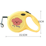 Black 5m Cartoon Retractable Dog Leash for Golden Retriever & Poodle Puppies - Durable, Tangle-Free Pet Walking Essential - Front View