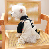 L Beardie Bib Pants Cute Four-Legged Dog Clothes - Spring/Summer Pet Outfit, Soft & Breathable - Front View