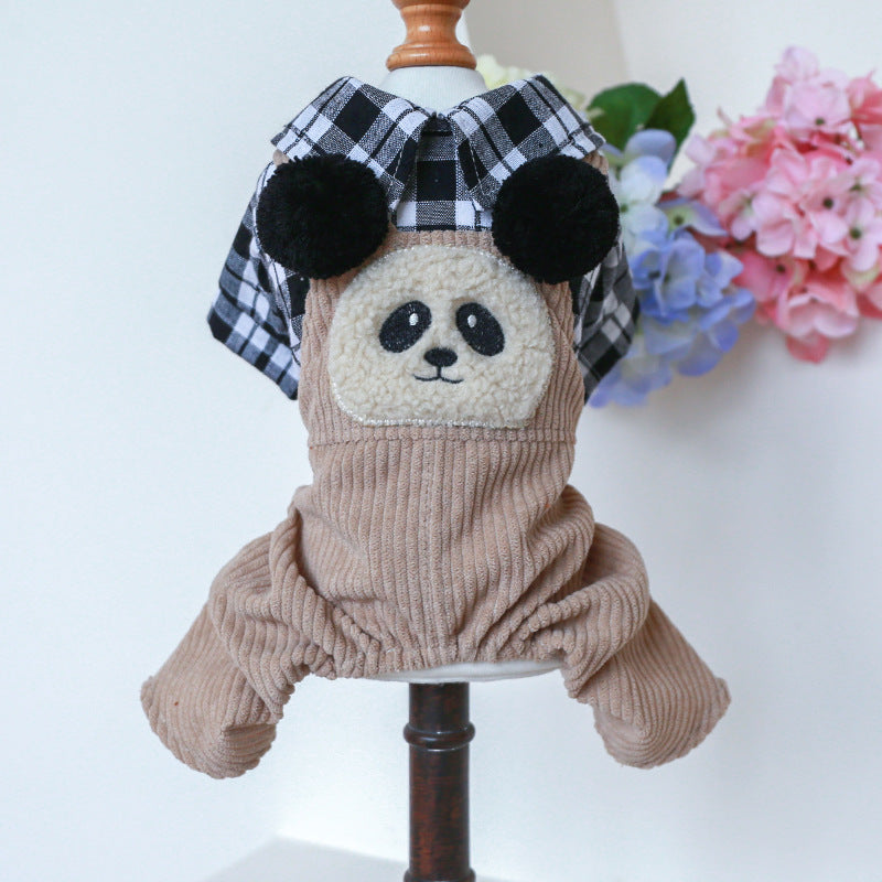XS Panda Ball Bib Pants Cute Four-Legged Dog Clothes - Spring/Summer Pet Outfit, Soft & Breathable