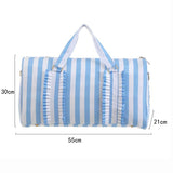 Green Travel Bag with Large Capacity - Stylish Striped Backpack for Short Trips, 40x28x10cm