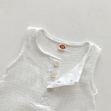 80cm Blue Sleeveless Bubble Cotton Baby Romper - Soft Newborn Onesie for Boys and Girls, 0-2 Years - Front View